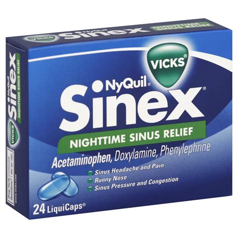 Vicks NyQuil Sinex Nighttime Sinus Relief LiquiCaps - Shop Sinus ...