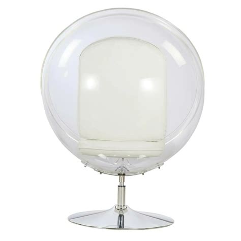 Clear Bubble Chair with Chrome Stand and White Cushions | Clear Home Design in 2021 | Bubble ...