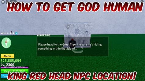 How To Get God Human! (King Red Head Quest NPC Location!) | Blox Fruits Update 17 Part 3 Roblox ...