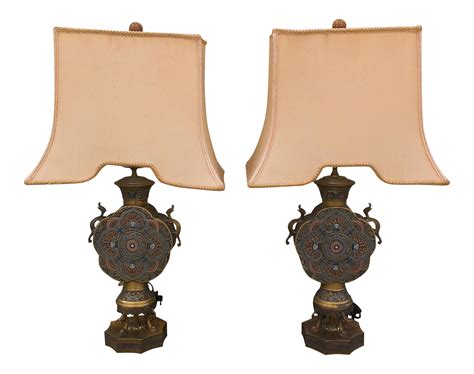 Vintage Mid-Century Asian Style Champleve Cloisonne Lamps - A Pair | Lamp, Vintage mid century ...