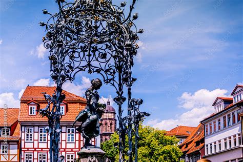 Center of Göttingen Old Town. The market square with the landmark ...