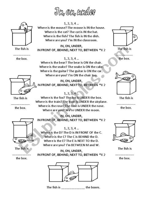 Prepositions Of Place Song