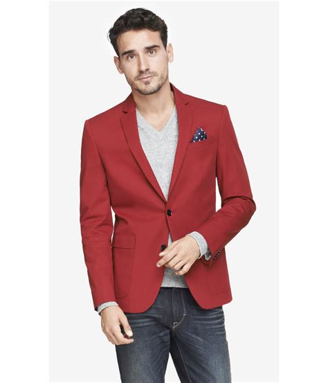 Express Slim Photographer Twill Red Blazer in Red for Men | Lyst