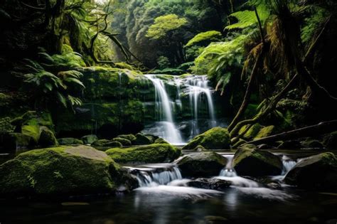 Premium AI Image | Discover the Beauty of a Tranquil Waterfall