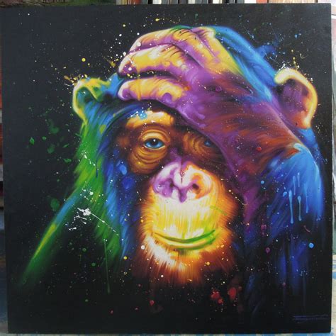 Colorful Monkey Painting Oil Painting on Canvas 100X100 Cm. | Etsy