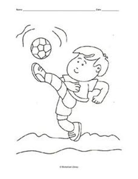 Boy Kicking a Soccer Ball (Coloring) Worksheet for Kindergarten - 1st Grade | Lesson Planet