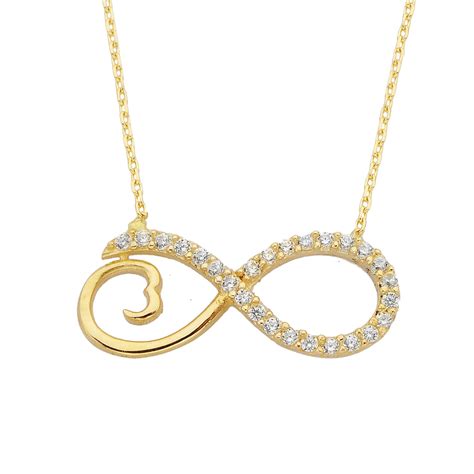 14K Real Solid Gold Infinity Pendant Necklace for Women