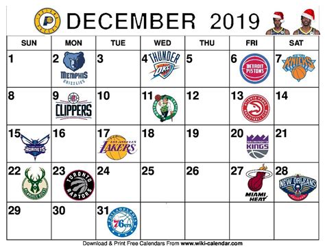 Pacers Calendar: Schedule through the Holiday Season : r/pacers