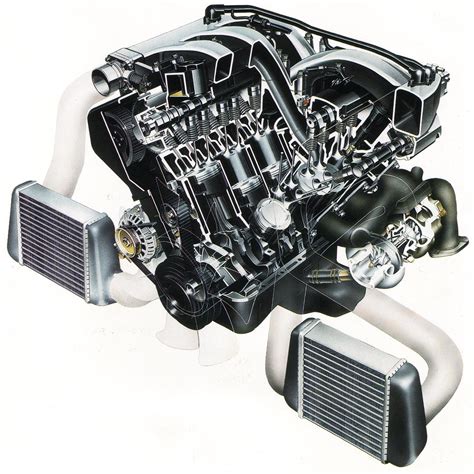 Nissan 300zx Twin Turbo Engine Cutaway Drawing in High quality