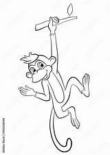 Hanging Monkey Coloring Page sketch template