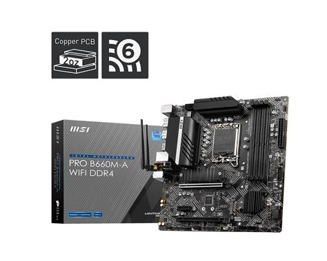 PRO B660M-A WIFI DDR4 Motherboard M-ATX - Intel 12th Gen Processors