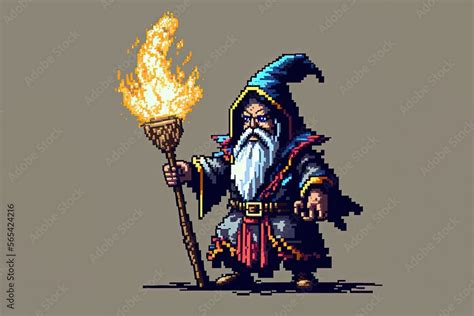 Illustrazione Stock Pixel art wizard character for RPG game, character ...