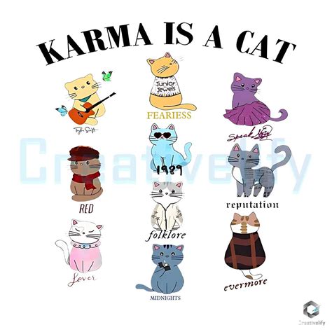 Karma Is A Cat SVG Taylor Swift Albums Cutting Digital File - CreativeLify