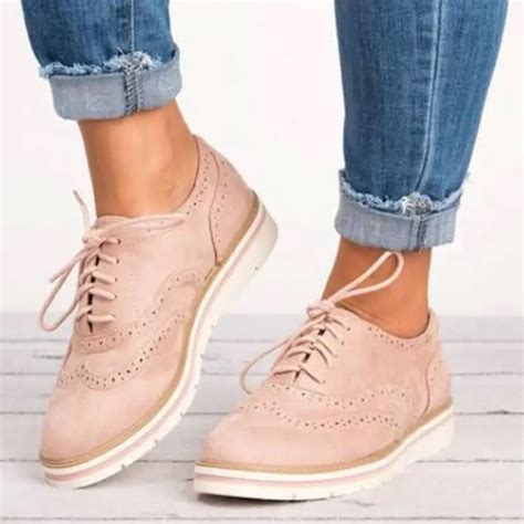 Pure Color Lace Up England Style Suede Women Casual Flat Shoes Female ...