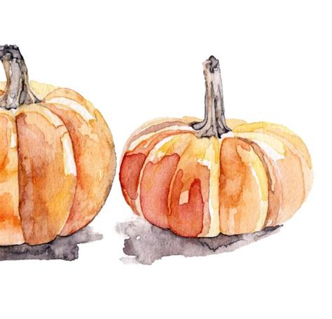 Watercolor Pumpkins Print Painting Titled,three Pumpkins, Fall Decor, Orange, Halloween, Pumpkin ...