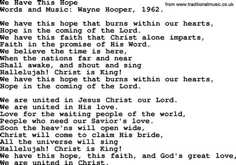 Songs and Hymns about Jesus Second Coming : We Have This Hope - lyrics, and PDF