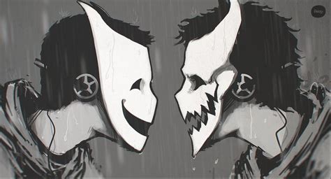 Twin Masks by hikaruga | Creepy art, Dark fantasy art, Horror art