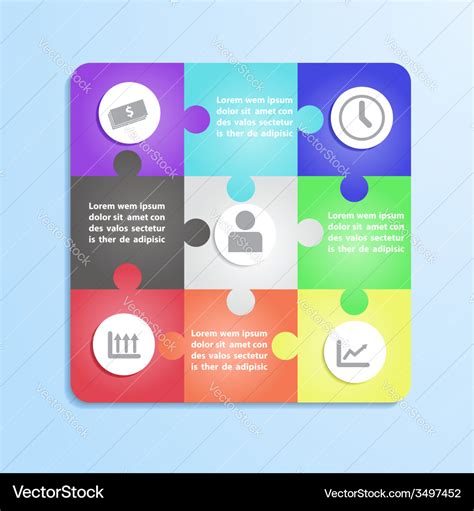 Jigsaw puzzle infographic template Royalty Free Vector Image