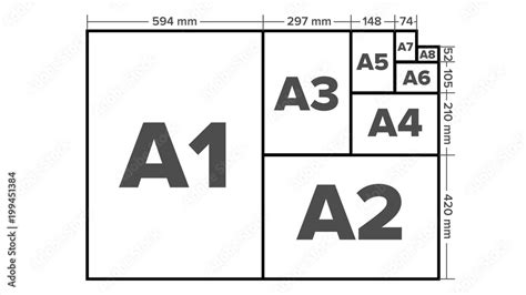 Paper Sizes Vector. A1, A2, A3, A4, A5, A6, A7, A8 Paper Sheet Formats ...