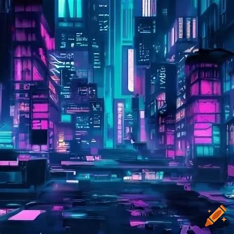 Cyberpunk city wallpaper in high definition on Craiyon