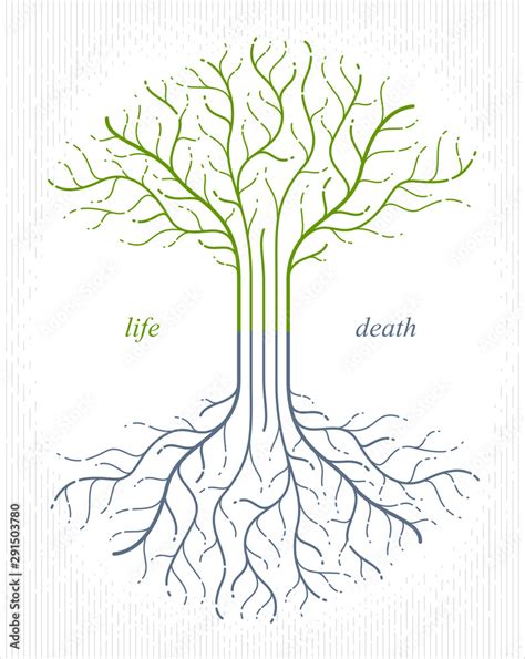 Tree of life, life and death, the cycle of life, vector logo drawing in linear style, classic ...