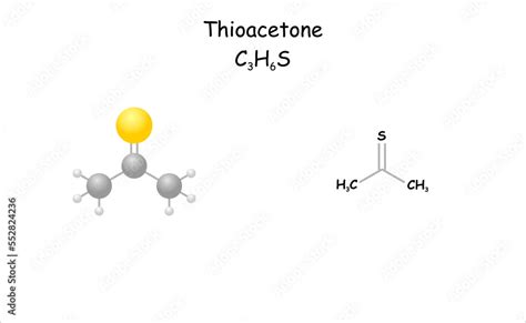 Stylized 2d molecule model/structural formula of thioacetone. Stock Vector | Adobe Stock