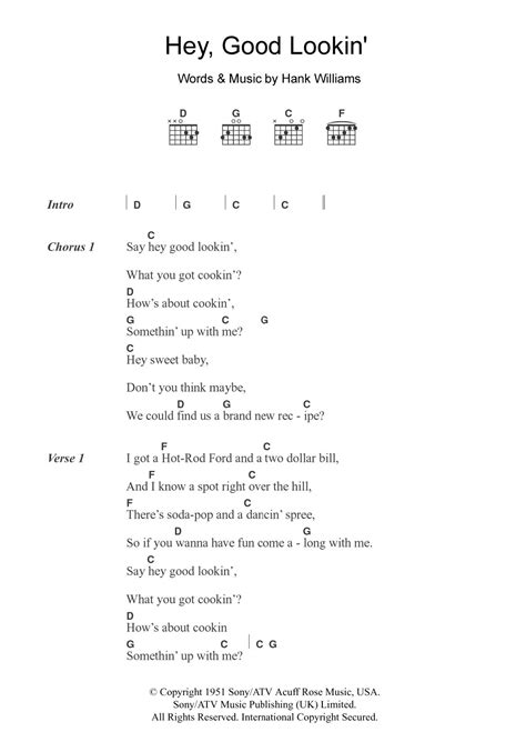 Hey, Good Lookin' by Hank Williams - Guitar Chords/Lyrics - Guitar ...