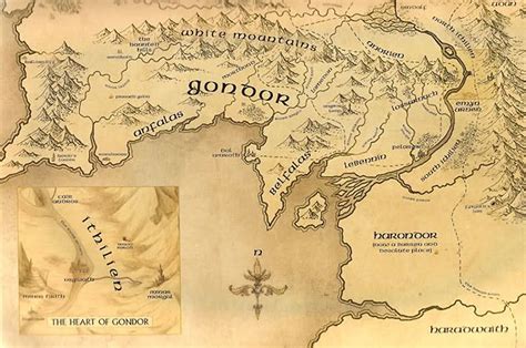 Detailed map of Gondor | Middle earth map, Lord of the rings, The hobbit