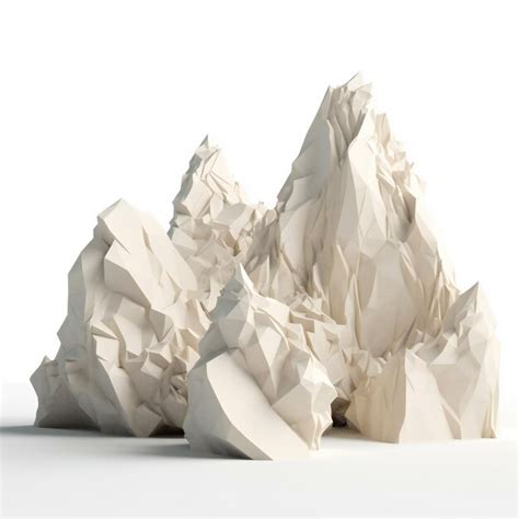 Premium Photo | A group of paper mache mountains are shown on a white ...