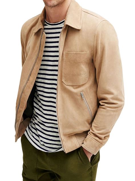 7 for all mankind Men's Harrington Suede Jacket - TAN | Suede jacket men, Suede jacket, Men ...