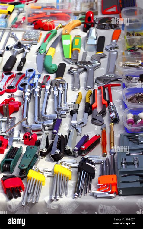 bargain hardware hand tools in second hand market store Stock Photo - Alamy