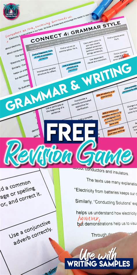 Grammar Game for Essay Revision | Middle school writing, High school ela, Teaching writing