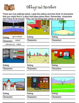 Identifying Story Setting Worksheets