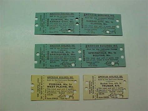 Lot-of-4-Mint-Vintage-American-Buslines-Card-Bus-Tickets-Continental-Trailways | Taxi cab, Bus ...