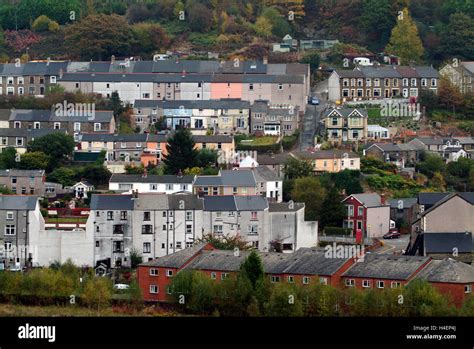 Abertillery in Ebbw Fach Valley in Blaenau Gwent,South Wales,UK a deprived area with terraced ...