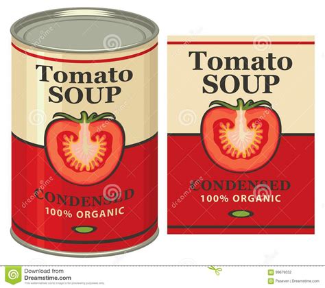 Illustration of a Tin Can with Label Tomato Soup Stock Vector ...