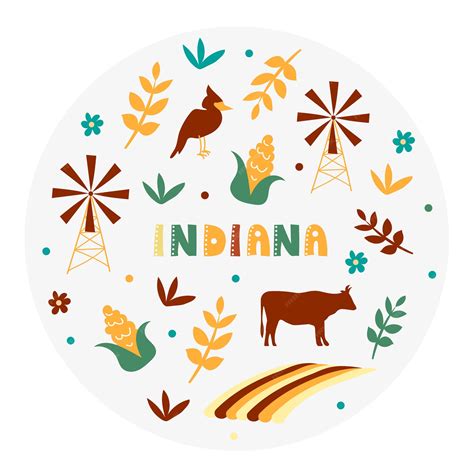 Premium Photo | USA collection. Vector illustration of Indiana. State ...