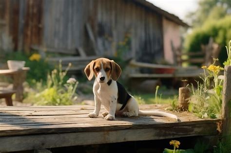 Premium AI Image | Cute Beagle Playing Outdoor And Copy Space