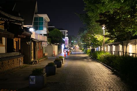 Taking Photos in Jeonju Hanok Village at Night