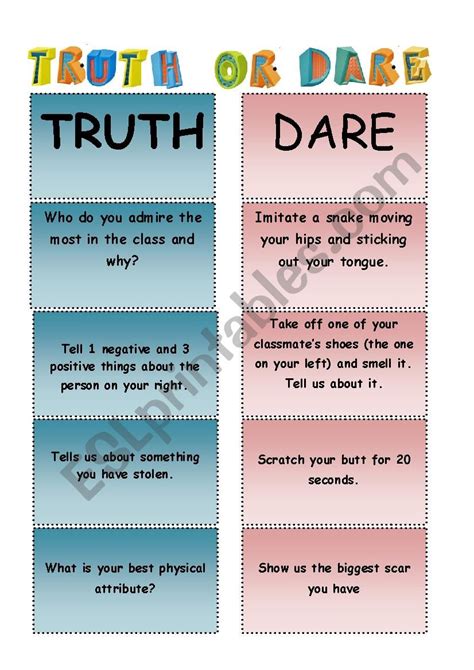 Printable Truth Or Dare Questions - Printable Word Searches