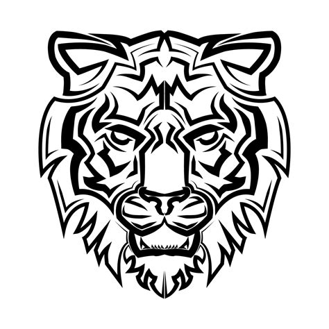 Black and white line art of tiger head Good use for symbol mascot icon ...