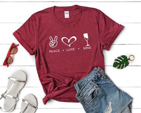 Peace Love Wine Shirts Wine Shirts Wine T Shirt Wine Lover | Etsy