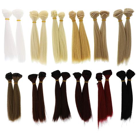 24 Pack Doll Hair Wefts, 5.9 x 39.4 inches, Doll Wig Straight Synthetic Crafts Hair for ...