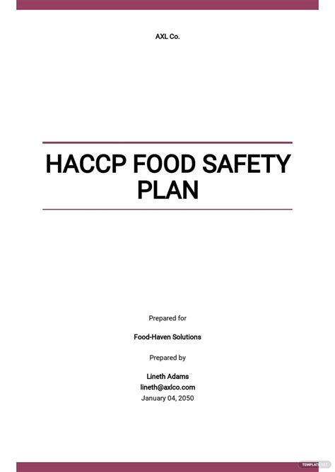 HACCP Food Safety Plan Template - Google Docs, Word, Apple Pages, PDF | Template.net