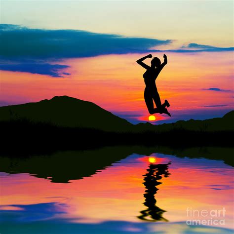 Jumping Silhouette Sunset