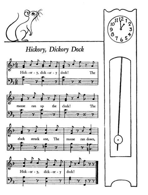 BlueBonkers: Hickory Dickory Dock, Free Printable Nursery Rhymes Lyrics Sheets : Children's Song ...