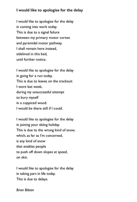 Here is a new poem entitled 'i would like to apologise for the delay'. - scoopnest.com