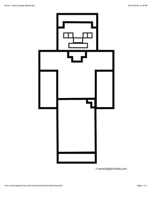 Minecraft coloring page with a picture of Steve to color | Minecraft steve, Minecraft coloring ...