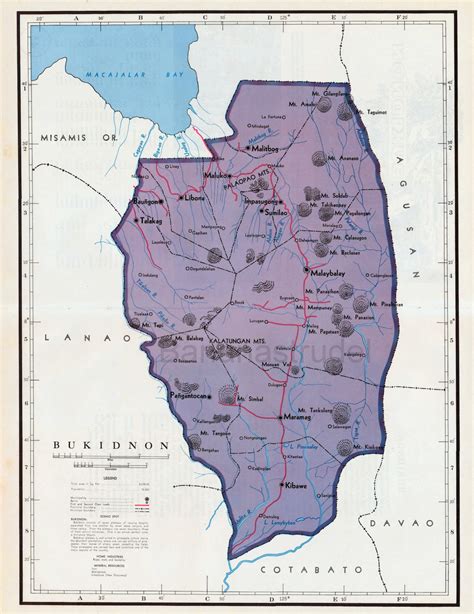 Bukidnon, Philippines RARE Large Vintage 1959 Map Malaybalay Malitbog ...