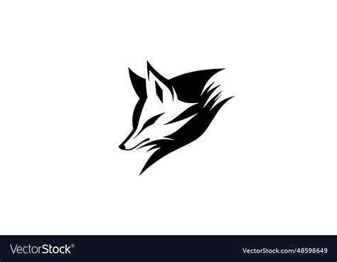 Fox head or face hand drawn ink silhouette Vector Image